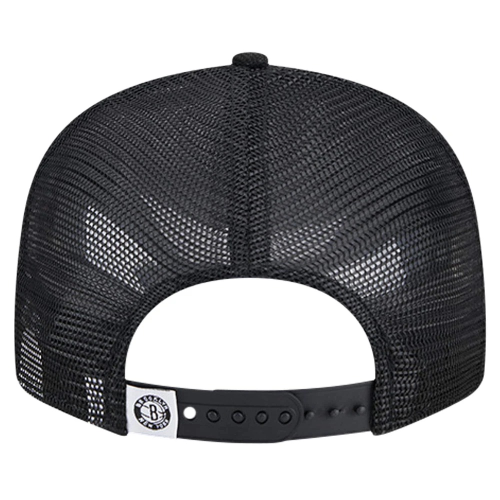 Casquette à visière noire New Era Brooklyn Nets Meshback 9FIFTY pour homme