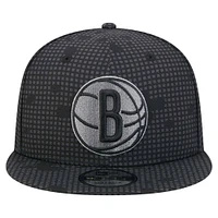 Men's New Era Black Brooklyn Nets Midnight Ink Pop Outline 9FIFTY Snapback Hat