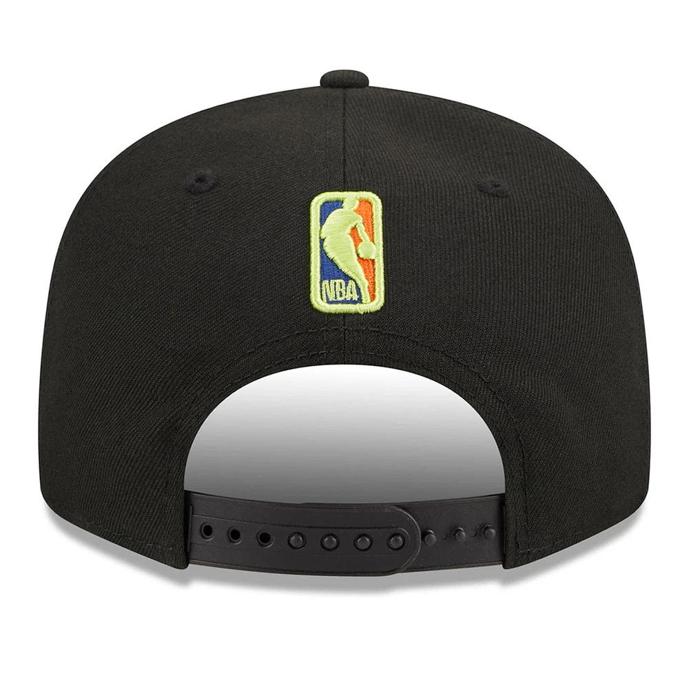 Men's New Era Black Brooklyn Nets Neon Pop 9FIFTY Snapback Hat