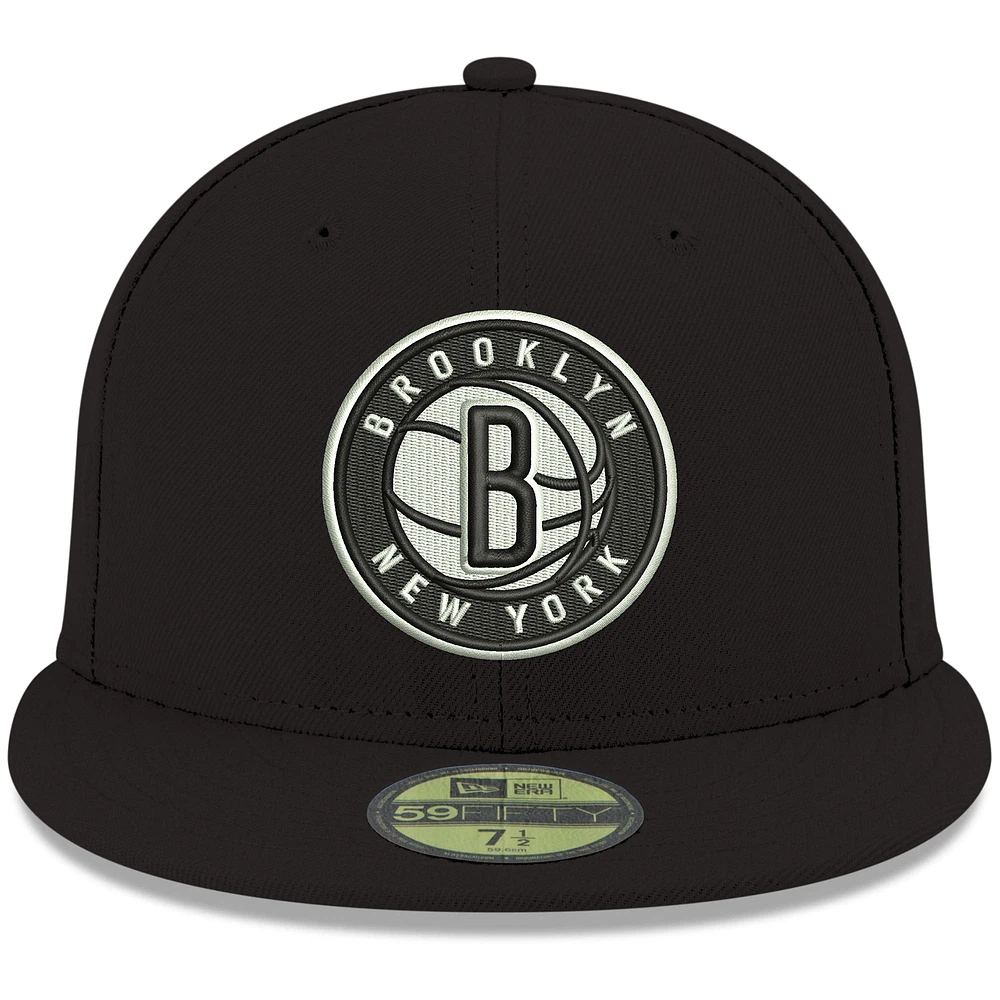 Casquette ajustée 59FIFTY pour homme New Era Brooklyn Nets, couleur officielle de l'équipe, noire