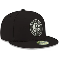 Casquette ajustée 59FIFTY pour homme New Era Brooklyn Nets, couleur officielle de l'équipe, noire