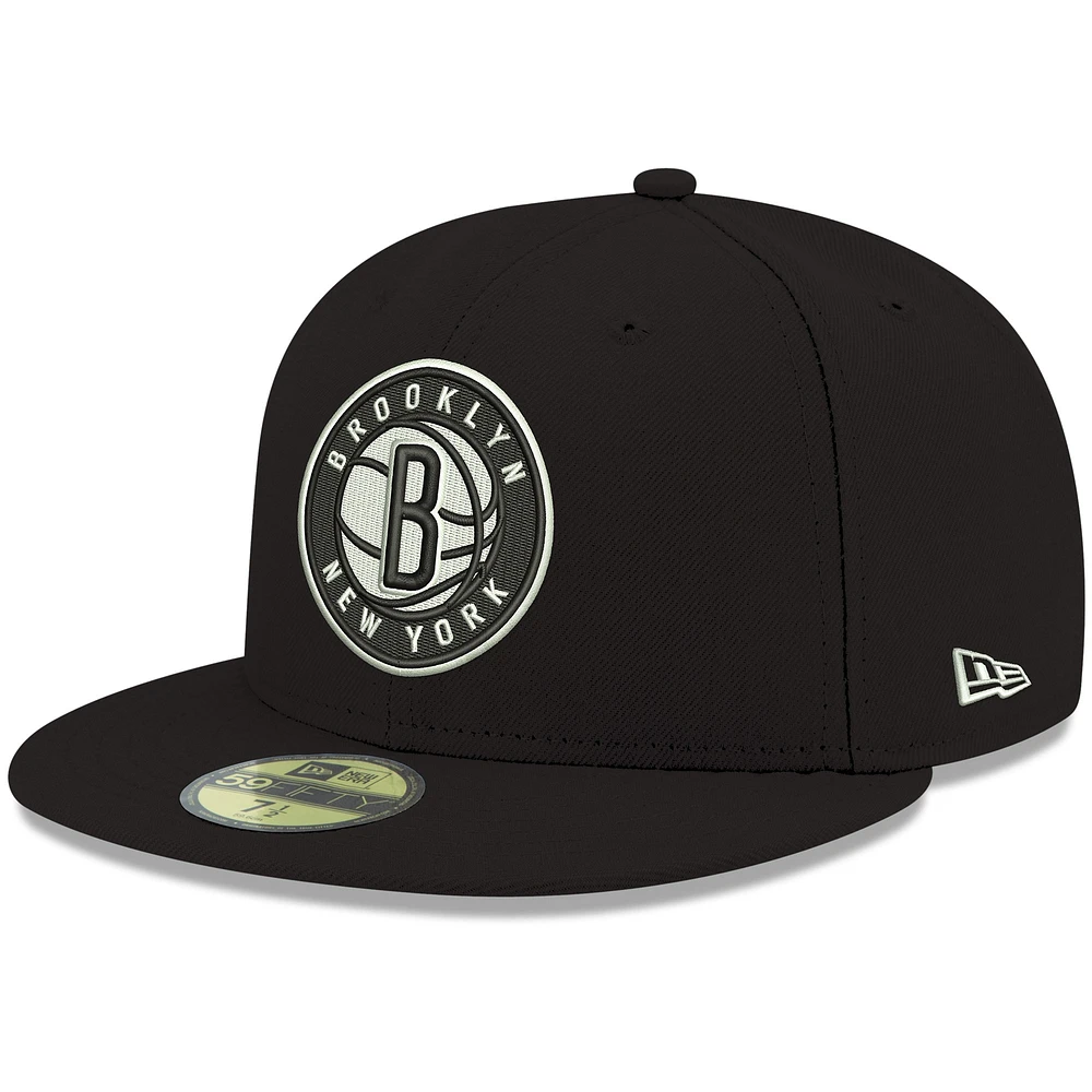 Men's New Era Black Brooklyn Nets Official Team Color 59FIFTY Fitted Hat