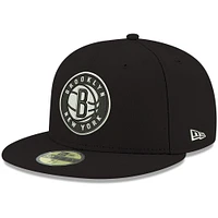 Casquette ajustée 59FIFTY pour homme New Era Brooklyn Nets, couleur officielle de l'équipe, noire