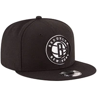 Men's New Era Black Brooklyn Nets Official Team Color 9FIFTY Snapback Hat