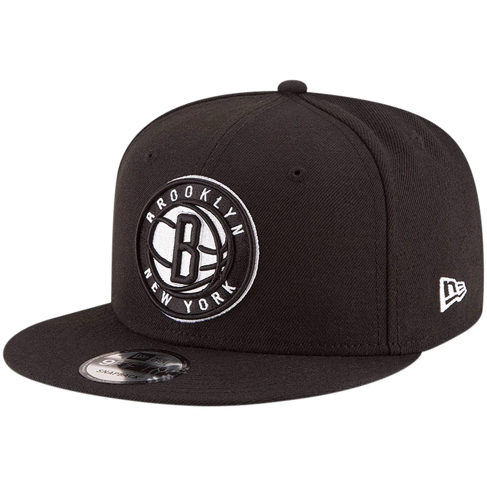 Men's New Era Black Brooklyn Nets Official Team Color 9FIFTY Snapback Hat