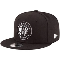 Men's New Era Black Brooklyn Nets Official Team Color 9FIFTY Snapback Hat