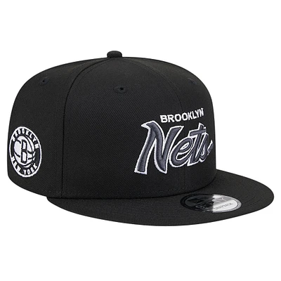 Casquette Snapback 9FIFTY Brooklyn Nets noire New Era pour homme avec patch latéral