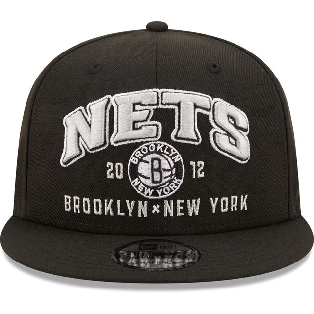 New Era Brooklyn Nets Stacked 9FIFTY pour homme - Noir - Casquette Snapback