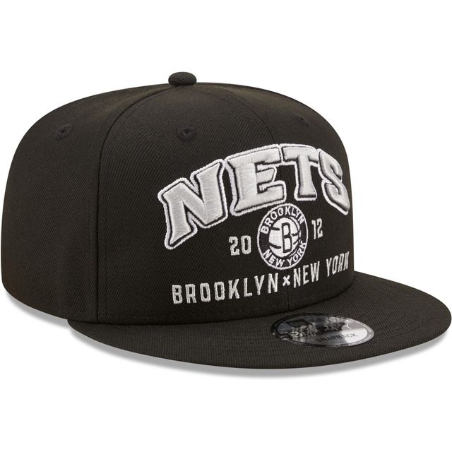 New Era Brooklyn Nets Stacked 9FIFTY pour homme - Noir - Casquette Snapback