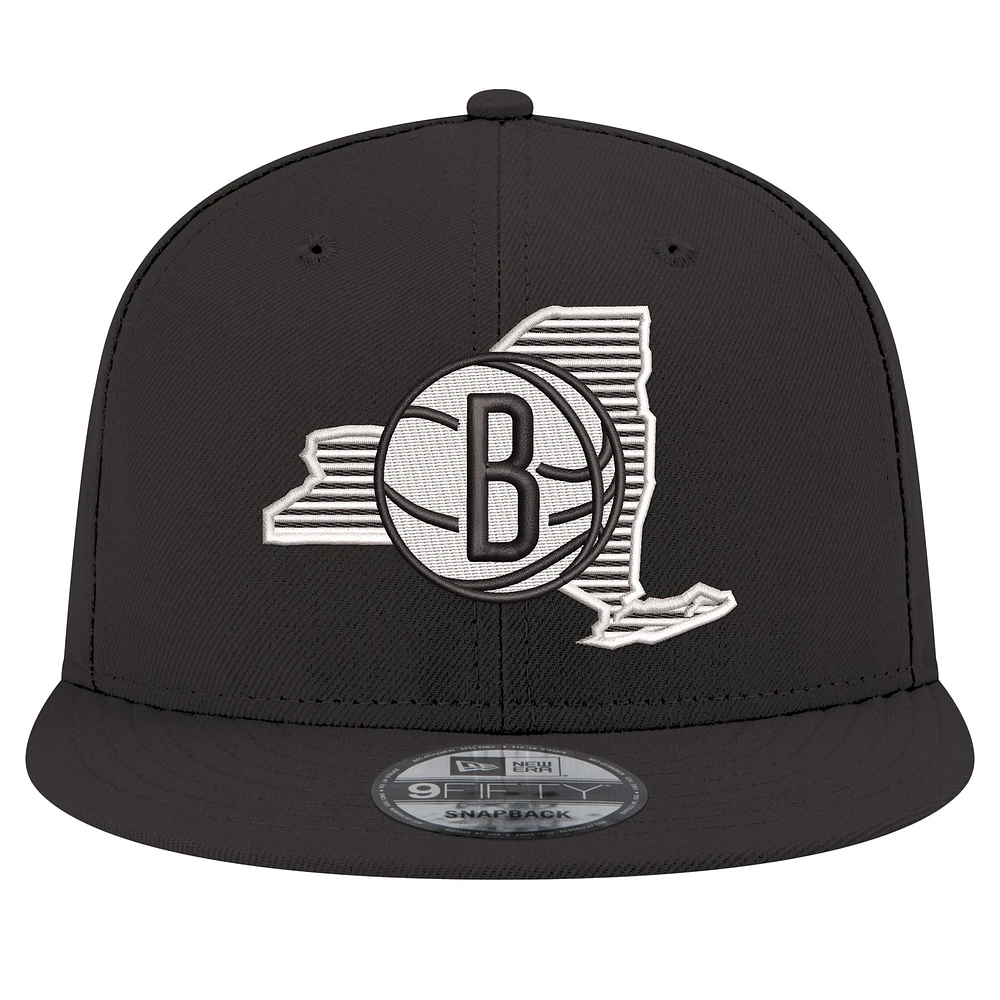 Men's New Era Black Brooklyn Nets State Pride 9FIFTY Snapback Hat