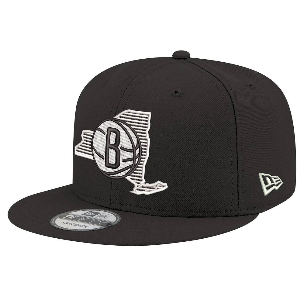 Men's New Era Black Brooklyn Nets State Pride 9FIFTY Snapback Hat