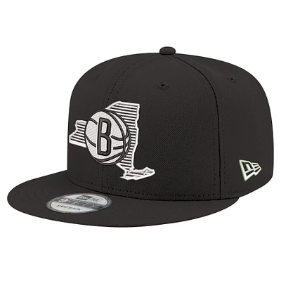 Men's New Era Black Brooklyn Nets State Pride 9FIFTY Snapback Hat