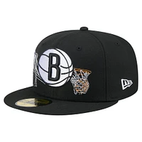 Casquette ajustée 59FIFTY noire New Era pour homme, Brooklyn Nets, State Stitch