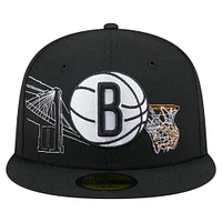 Casquette ajustée 59FIFTY noire New Era pour homme, Brooklyn Nets, State Stitch