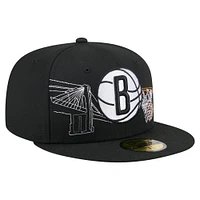 Casquette ajustée 59FIFTY noire New Era pour homme, Brooklyn Nets, State Stitch
