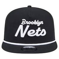 Men's New Era Black Brooklyn Nets Team Text Golfer Snapback Hat