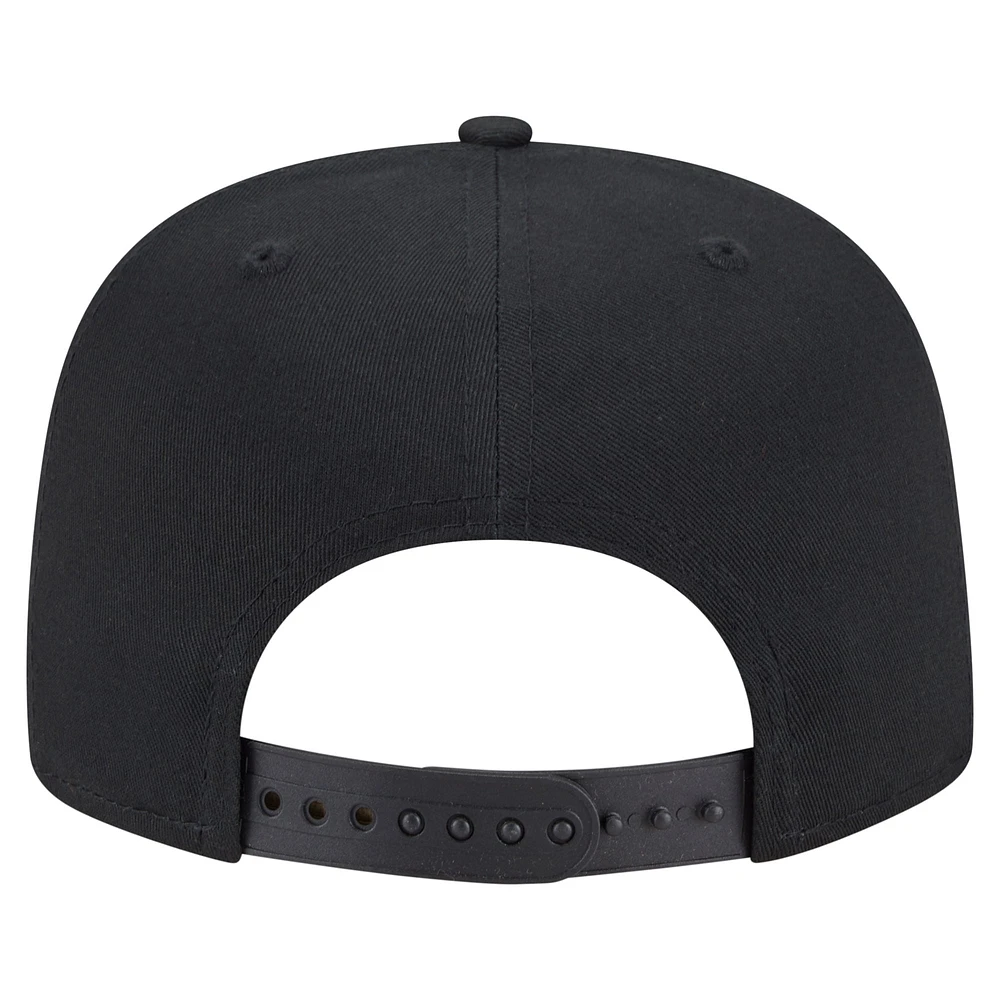 Men's New Era Black Brooklyn Nets Team Text Golfer Snapback Hat