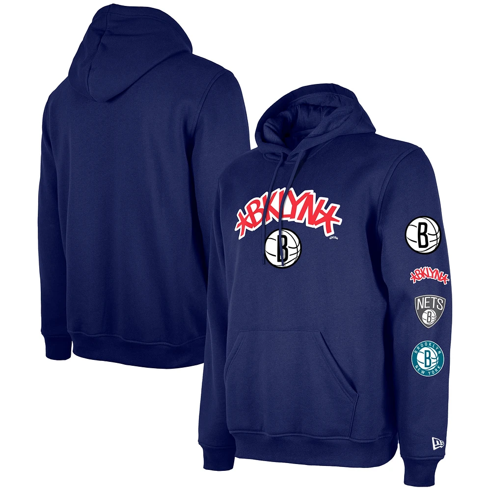 Men's New Era Blue Brooklyn Nets 2023/24 City Edition Pullover Hoodie