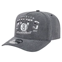 Men's New Era  Charcoal Brooklyn Nets Throwback Washed Pre-Curved 9FIFTY Snapback Hat