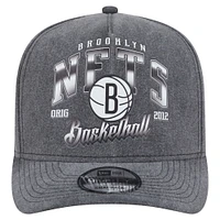 Men's New Era  Charcoal Brooklyn Nets Throwback Washed Pre-Curved 9FIFTY Snapback Hat