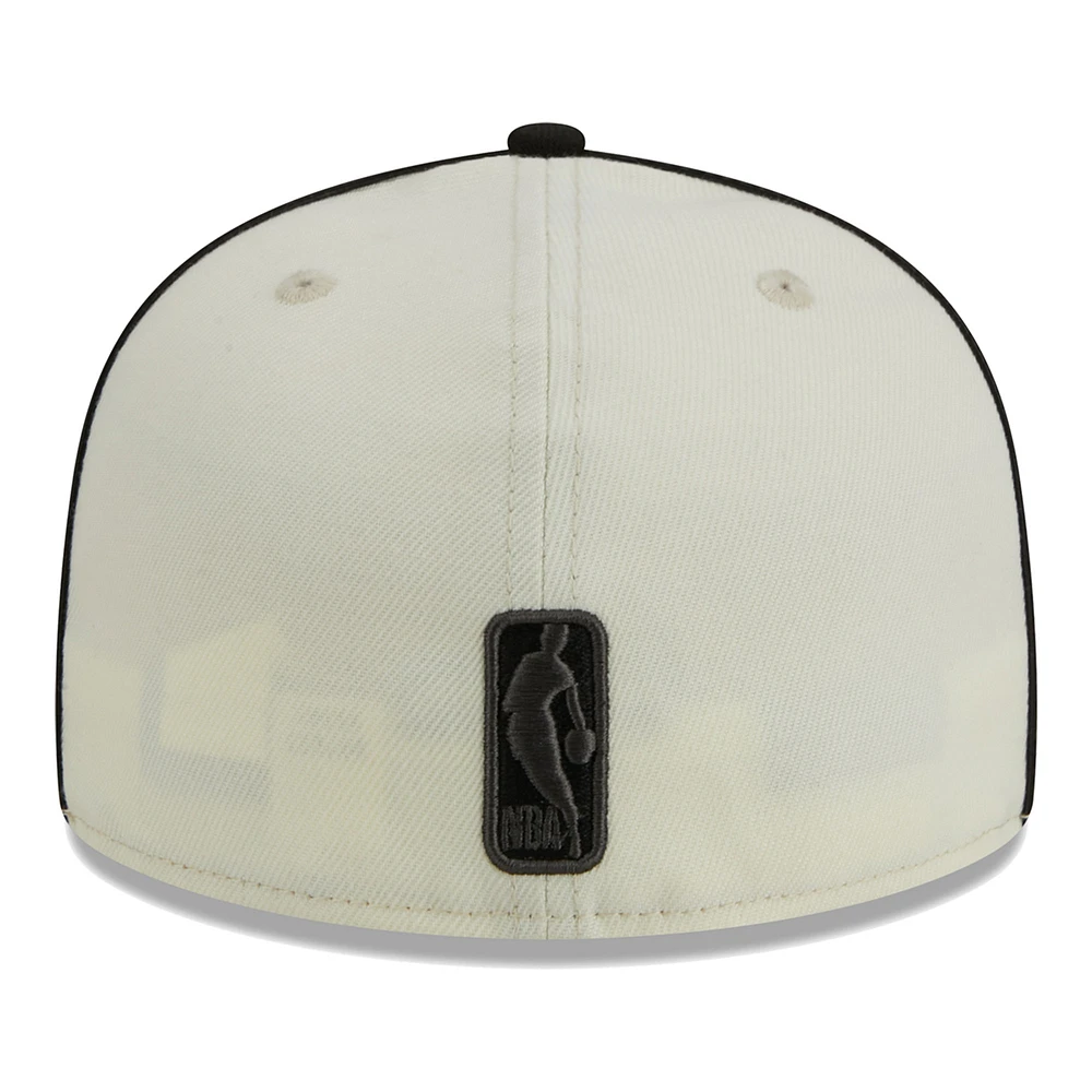 Casquette ajustée 59FIFTY 2 tons New Era crème/noir Brooklyn Nets pour hommes