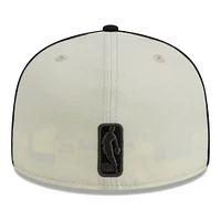 Men's New Era Cream/Black Brooklyn Nets Piping 2-Tone 59FIFTY Fitted Hat