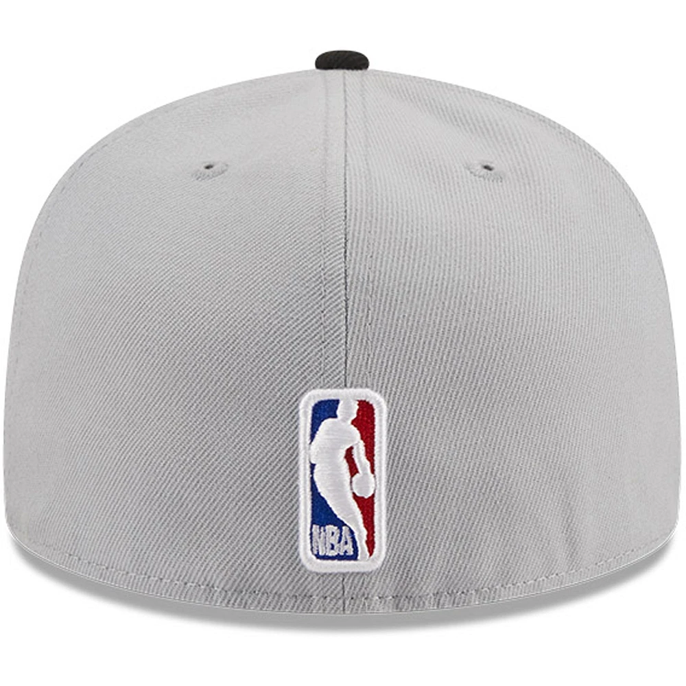 Casquette ajustée bicolore 59FIFTY New Era pour hommes, gris/noir, Brooklyn Nets