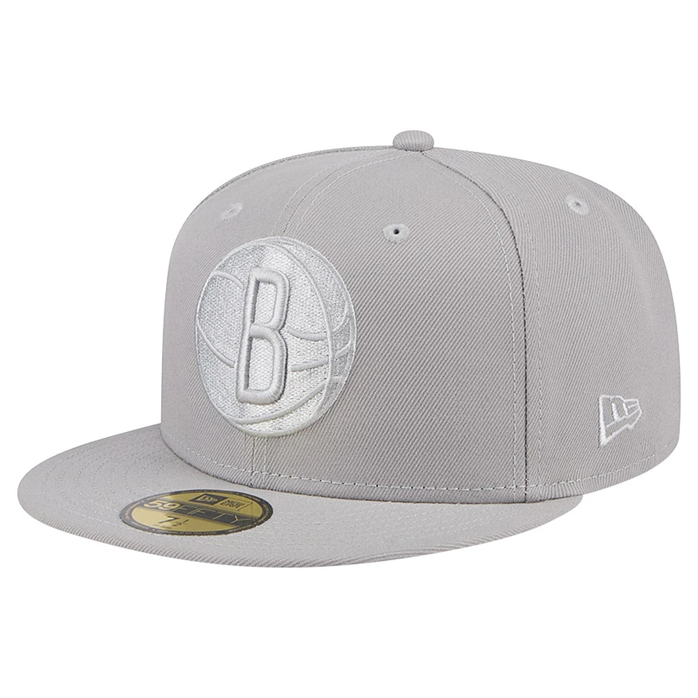 Men's New Era Gray Brooklyn Nets Color Pack 59FIFTY Fitted Hat