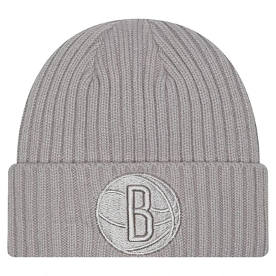 Bonnet en tricot à revers pour homme New Era avec coloris gris Brooklyn Nets