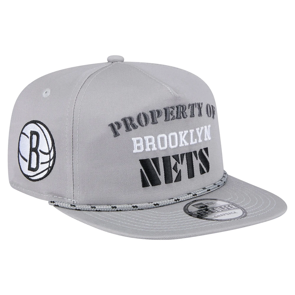 Casquette snapback grise New Era Brooklyn Nets Throwback Property Of Golfer pour homme