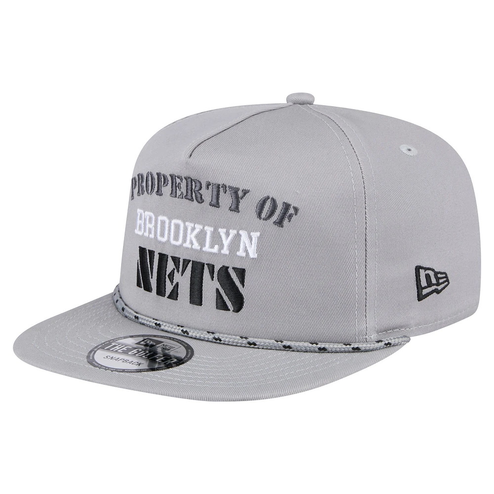 Casquette snapback grise New Era Brooklyn Nets Throwback Property Of Golfer pour homme