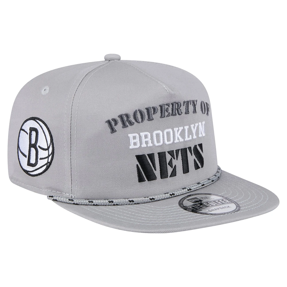 Casquette snapback grise New Era Brooklyn Nets Throwback Property Of Golfer pour homme