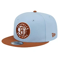 Men's New Era Light Blue/Brown Brooklyn Nets 2-Tone Color Pack 9FIFTY Snapback Hat