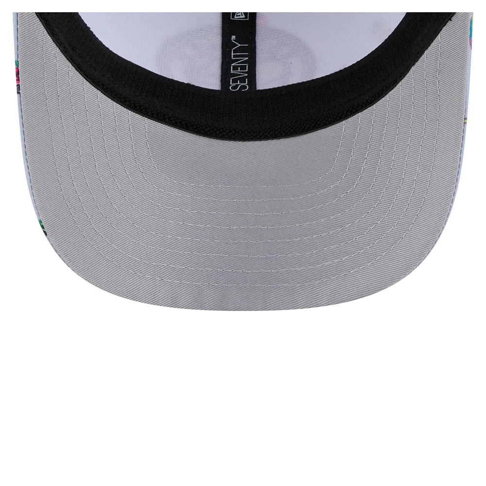 Men's New Era Light Blue/Gray Brooklyn Nets Adventure Aloha Pattern 9SEVENTY Stretch-Snap Hat