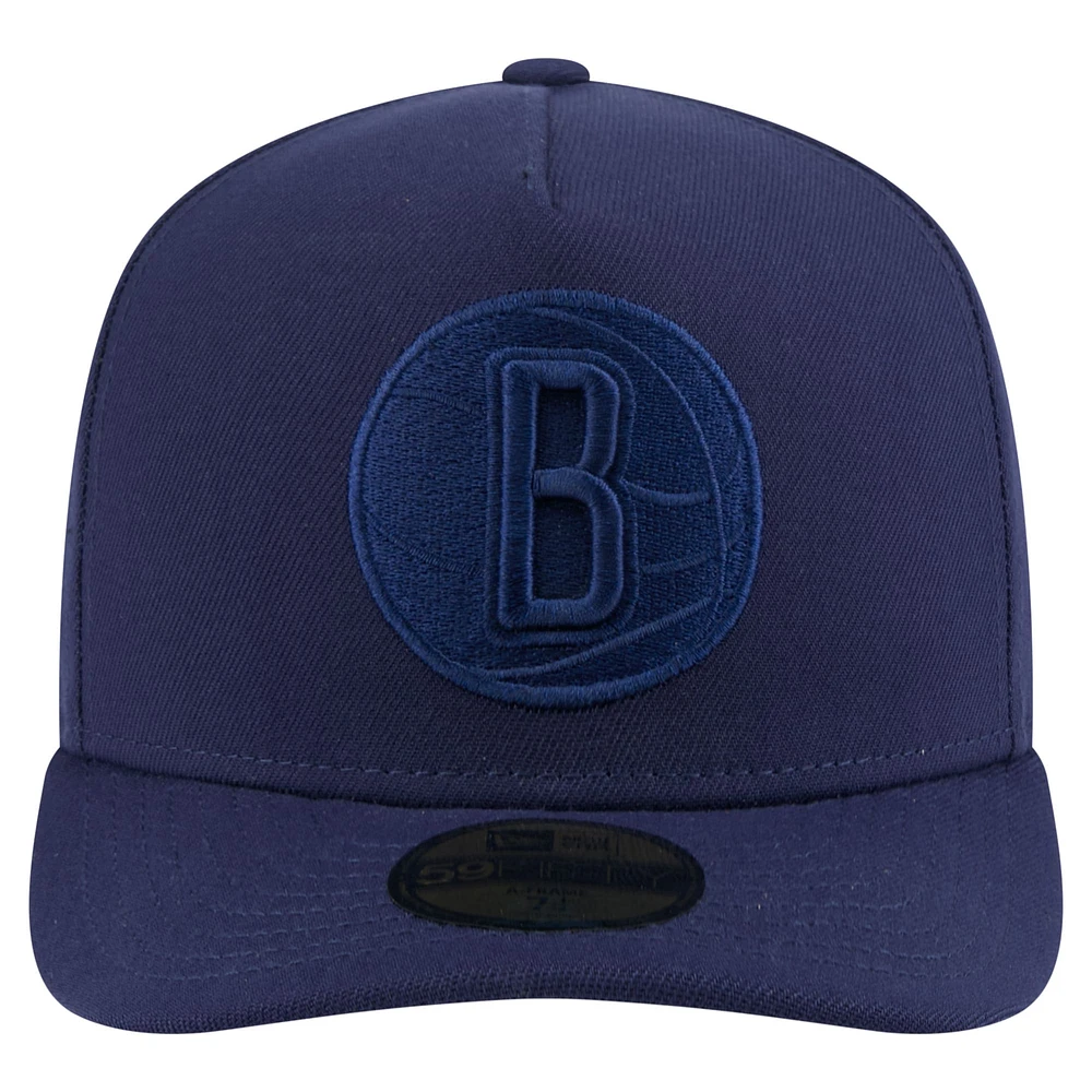 Men's New Era  Navy Brooklyn Nets Colorpack A-Frame Pinch Front 59FIFTY Fitted Hat