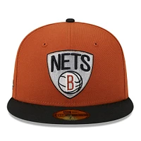 Casquette ajustée bicolore 59FIFTY Brooklyn Nets New Era pour hommes, rouille/noir