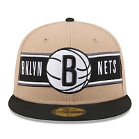 Casquette ajustée 59FIFTY Brooklyn Nets 2024 NBA Draft New Era pour homme, beige/noir