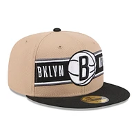 Casquette ajustée 59FIFTY Brooklyn Nets 2024 NBA Draft New Era pour homme, beige/noir