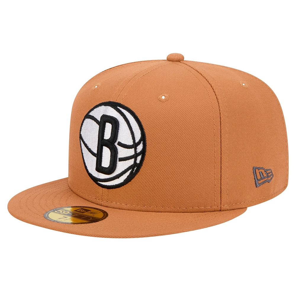 Casquette ajustée 59FIFTY pour homme New Era Tan Brooklyn Nets Color Pack