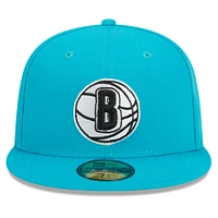 Casquette ajustée alternative 59FIFTY New Era pour hommes, bleu sarcelle, Brooklyn Nets 2023/24 City Edition