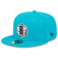 Casquette ajustée alternative 59FIFTY New Era pour hommes, bleu sarcelle, Brooklyn Nets 2023/24 City Edition