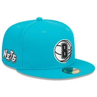 Casquette ajustée alternative 59FIFTY New Era pour hommes, bleu sarcelle, Brooklyn Nets 2023/24 City Edition