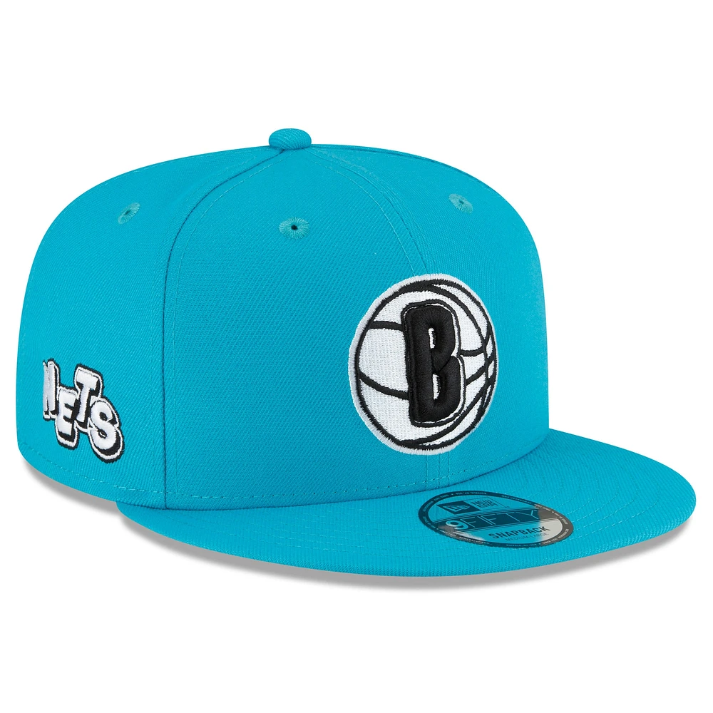 Casquette réglable Snapback Alternate 9FIFTY New Era pour hommes, bleu sarcelle, Brooklyn Nets 2023/24 City Edition