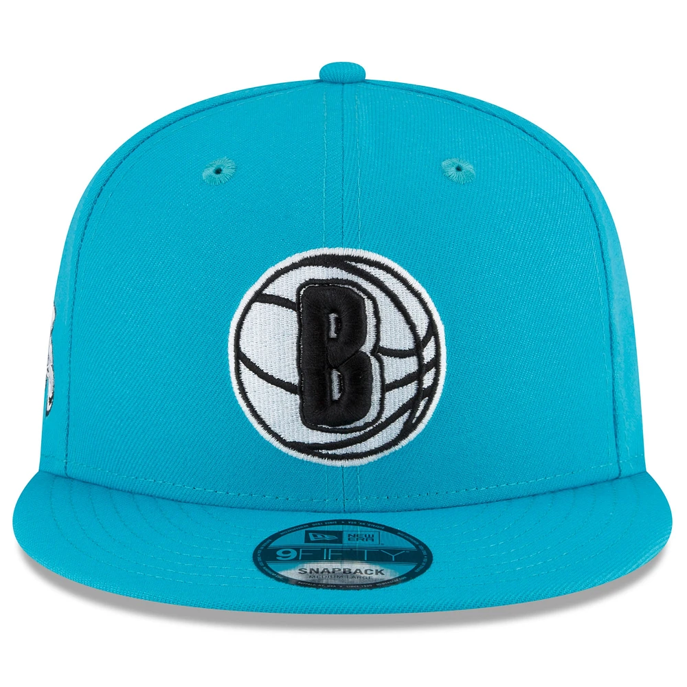 Casquette réglable Snapback Alternate 9FIFTY New Era pour hommes, bleu sarcelle, Brooklyn Nets 2023/24 City Edition