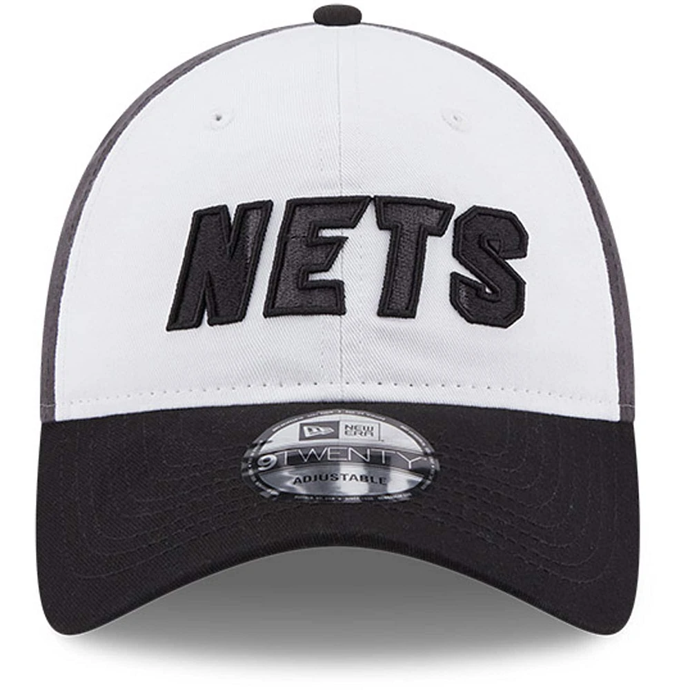 Men's New Era  White/Black Brooklyn Nets Back Half 9TWENTY Adjustable Hat