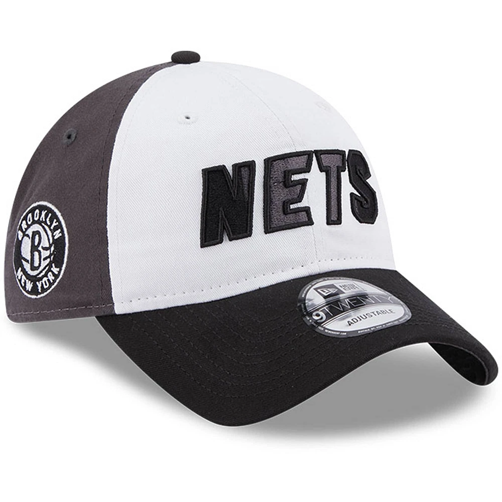 Men's New Era  White/Black Brooklyn Nets Back Half 9TWENTY Adjustable Hat