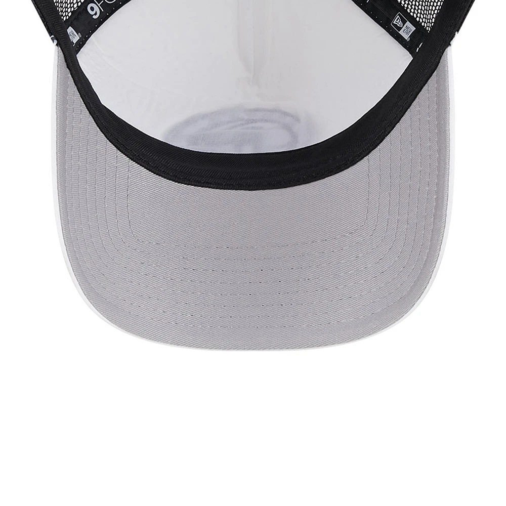 Men's New Era White/Black Brooklyn Nets Court Sport Foam A-Frame 9FORTY Adjustable Trucker Hat