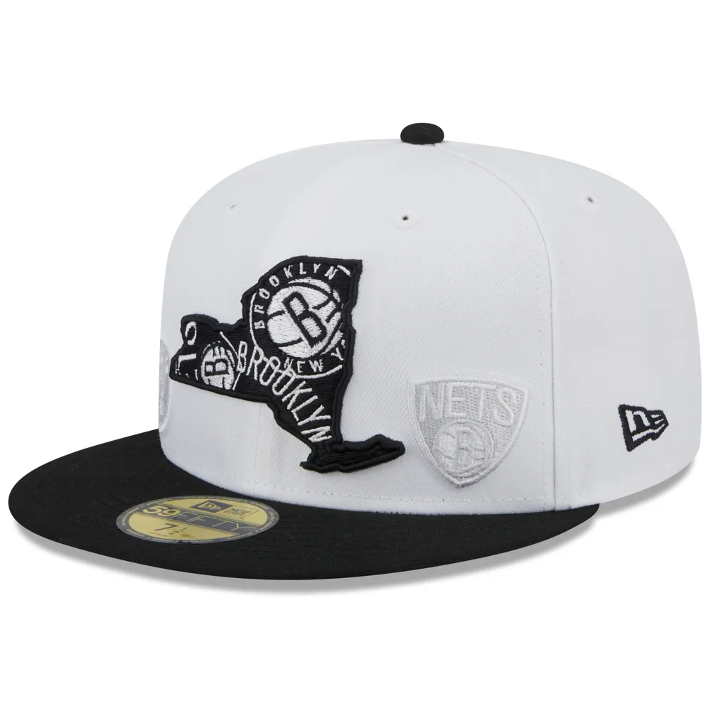Men's New Era White/Red Brooklyn Nets 59FIFTY Fitted Hat