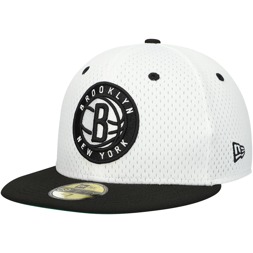 Men's New Era White/Black Brooklyn Nets Throwback 2Tone 59FIFTY Fitted Hat