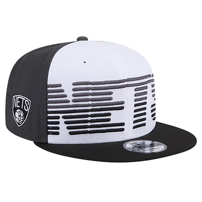 Casquette Snapback 9FIFTY Brooklyn Nets Throwback Gradient Tech Font New Era pour hommes, blanc/noir